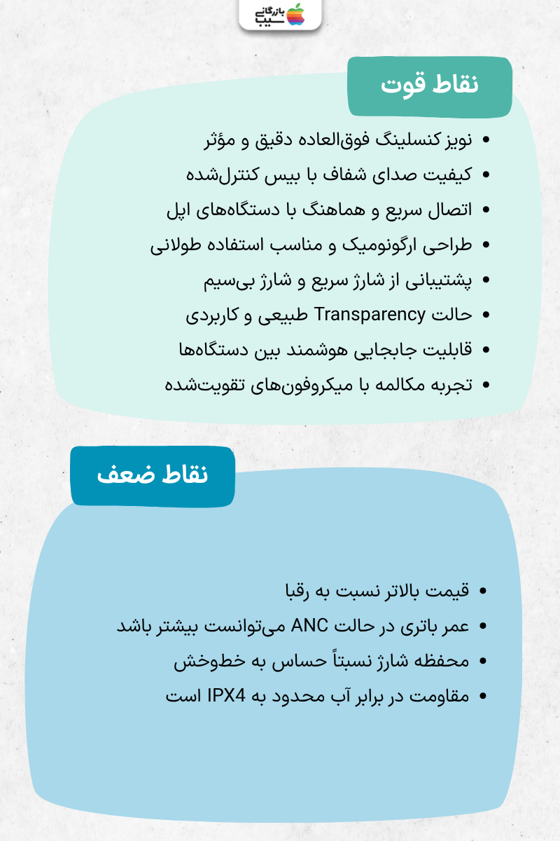 تصویر اینفوگرافی از نقاط قوت و نقاط ضعف ایرپاد پرو