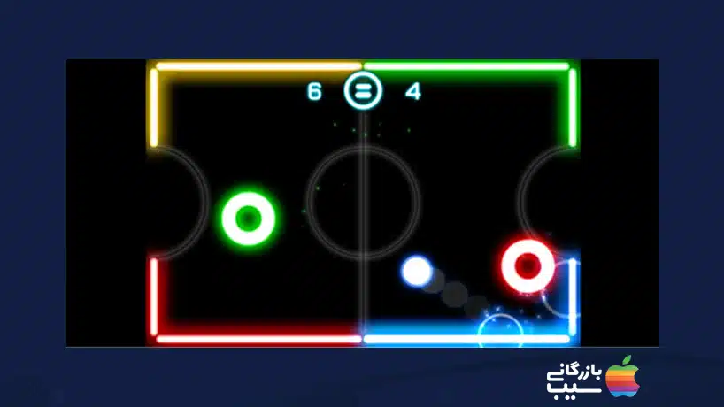 بهترین بازی‌های دونفره آیفون - بازی Glow Hockey2