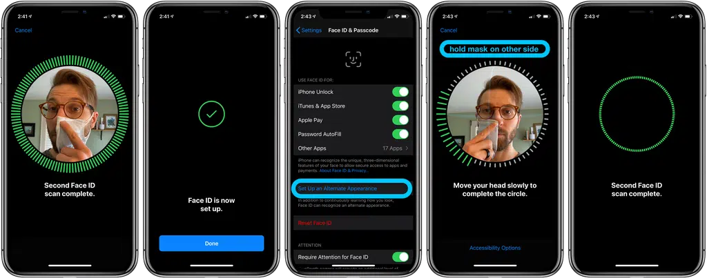 استفاده از Face ID هنگام پوشیدن ماسک