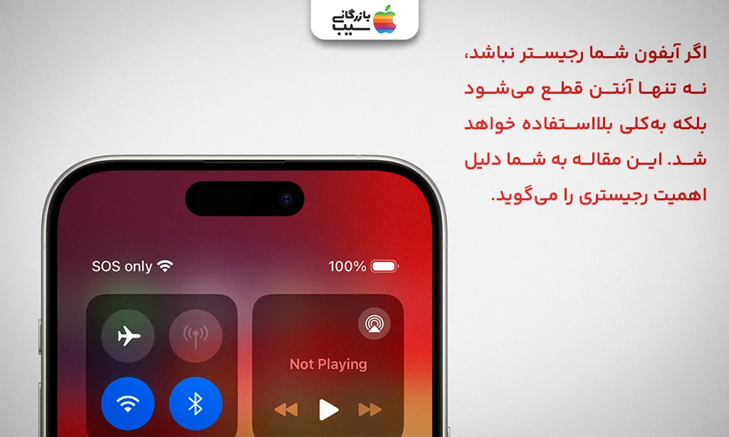 تصویری از بخش دوربین سلفی و جزیره هوشمند یک آیفون 15 پرومکس و بخش پنل کنترل سنتر آن