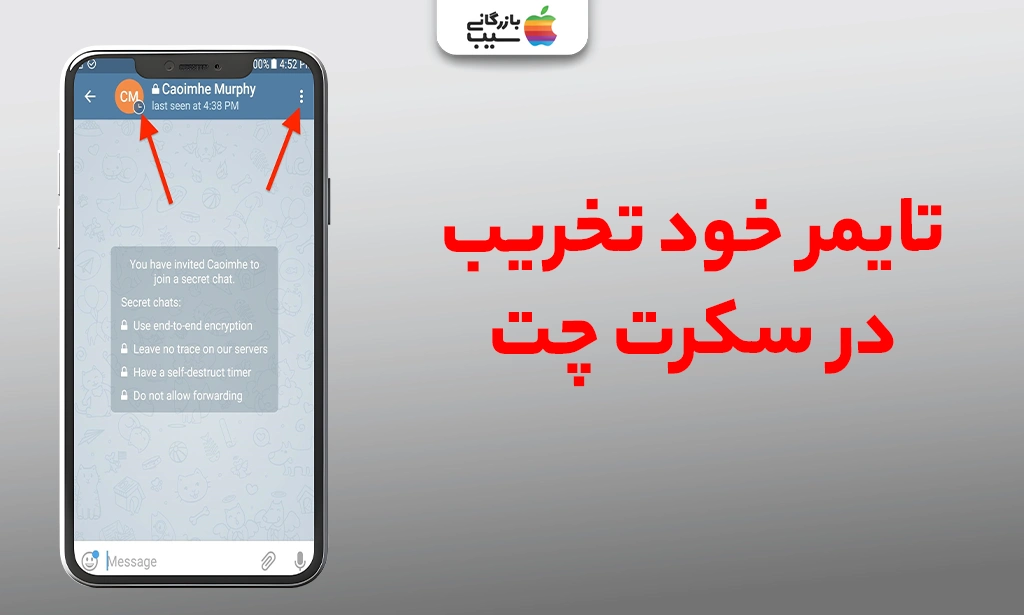 تصویری از قابلیت تایمر خودتخریب در سکرت چت تلگرام برای پنهان شدن بعد از تایمر پیام ها
