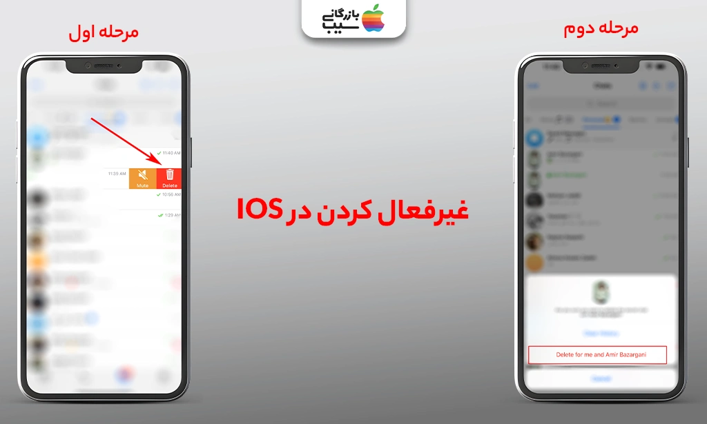 تصویری از مراحل غیرفعالسازی سکرت چت در تلگرام، برای iOS