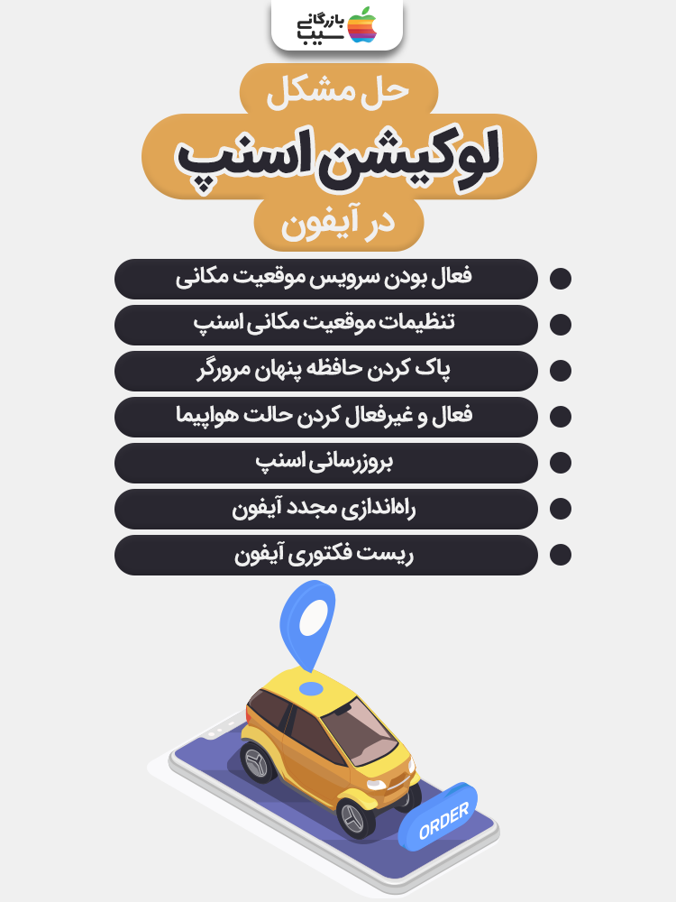 اینفوگرافیک حل مشکل لوکیشن اسنپ در آیفون.