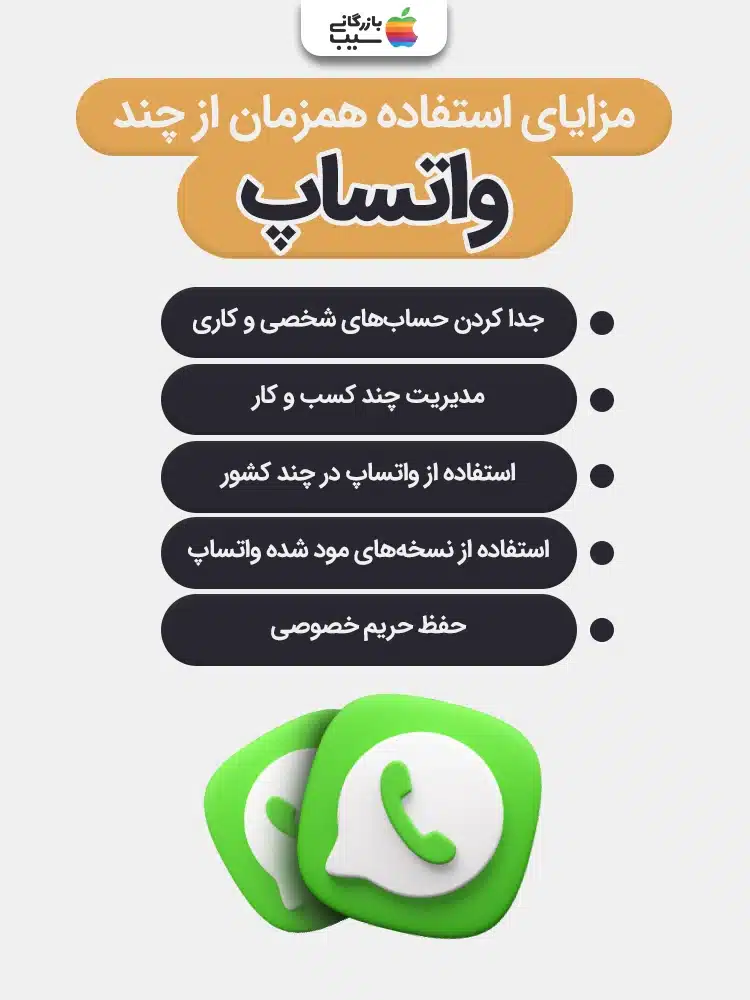 اینفوگرافی مزایای استفاده همزمان از چند واتساپ.