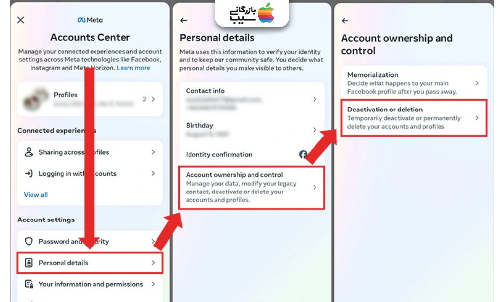 تصویر روش دیلیت یا دی اکتیو اکانت از داخل اپلیکیشن اینستاگرام