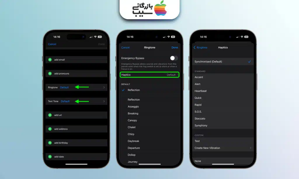تصاویری از مراحل شخصی‌سازی ویبره آیفون