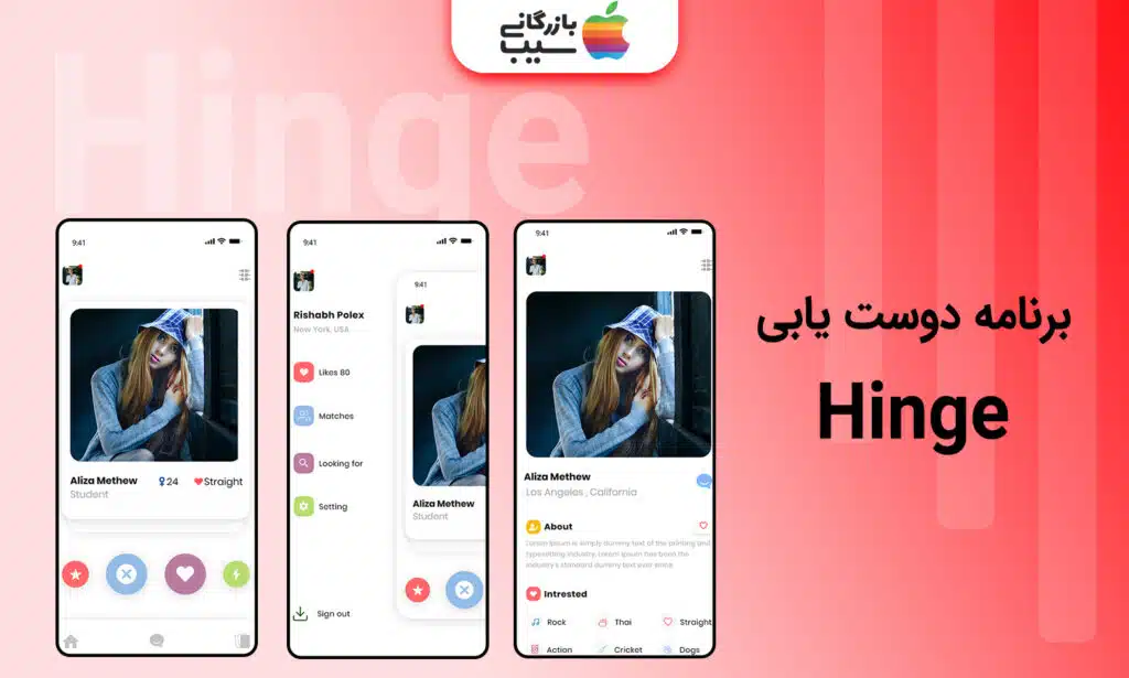 تصویری از محیط اپلیکیشن دوست یابی hing و بخش های مختلف آن