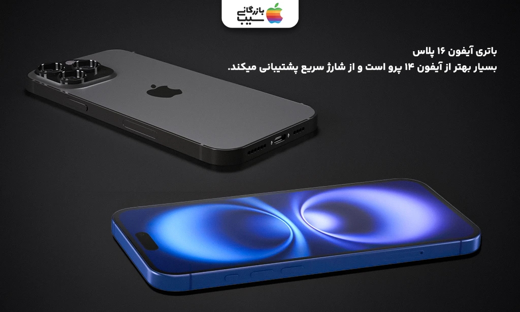 تصویری جهت مقایسه باتری و شارژ آیفون 16 پلاس و آیفون 14 پرو