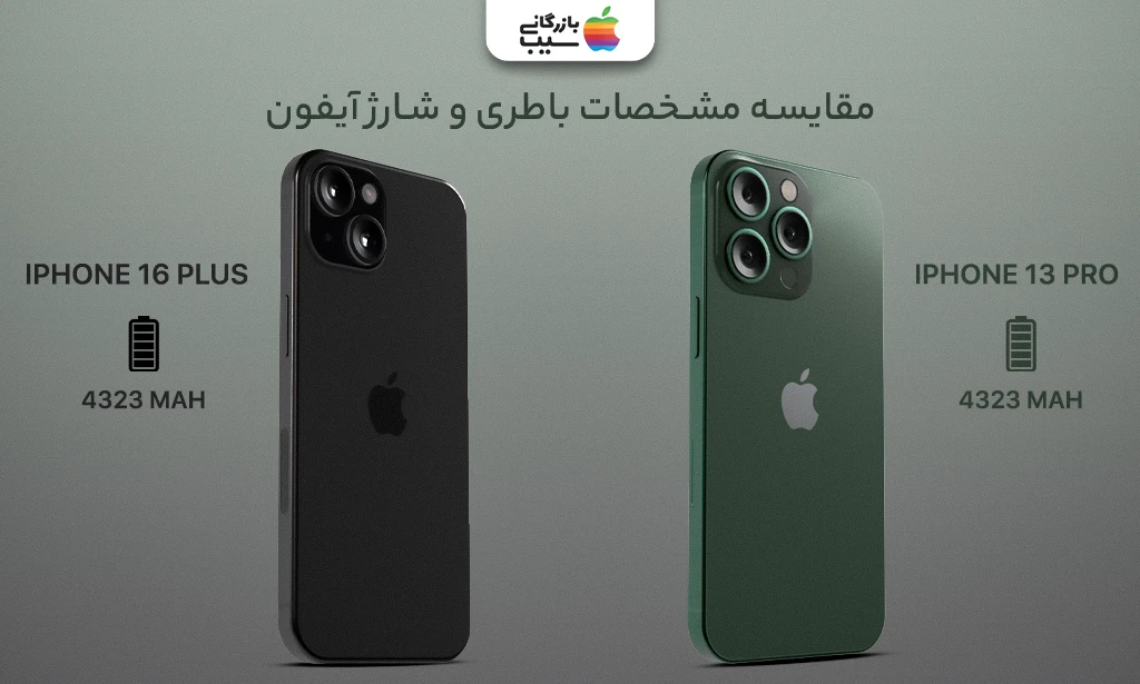 تصویری از مقایسه مشخصات باتری و شارژ آیفون 16 پلاس و آیفون 13 پرو