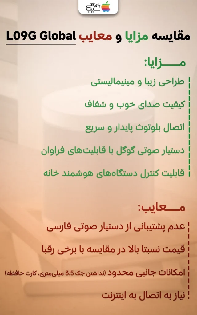تصویر اینفوگرافی از مدل L09G Global به عنوان یکی از بهترین اسپیکرهای بلوتوثی شیائومی
