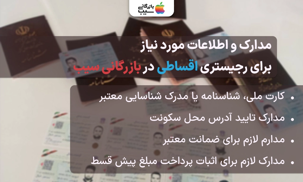 تصویر همه مدارک مورد نیاز برای رجیستر آیفون 14 پرو مکس از طریق بازرگانی سیب به صورت اقساطی
