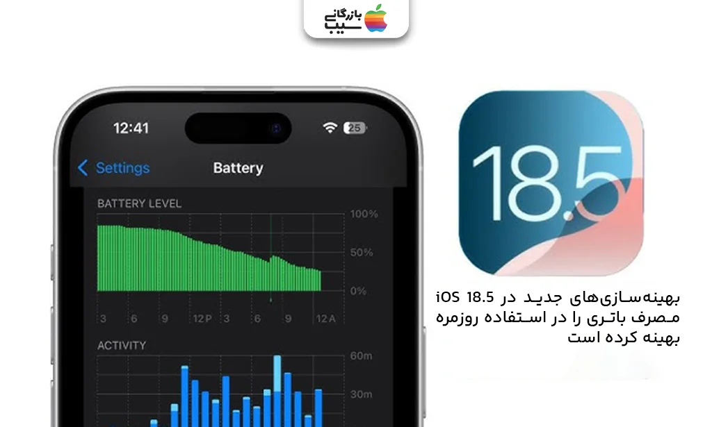 نمودار میزان مصرف باتری پیش و پس از آپدیت iOS 18.5 در آیفون