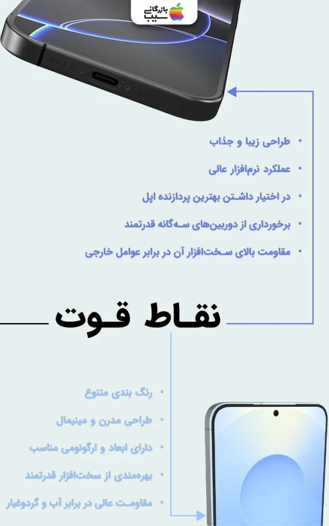 تصویر مقایسه نقاط قوت آیفون 16 پرومکس و گلکسی S25