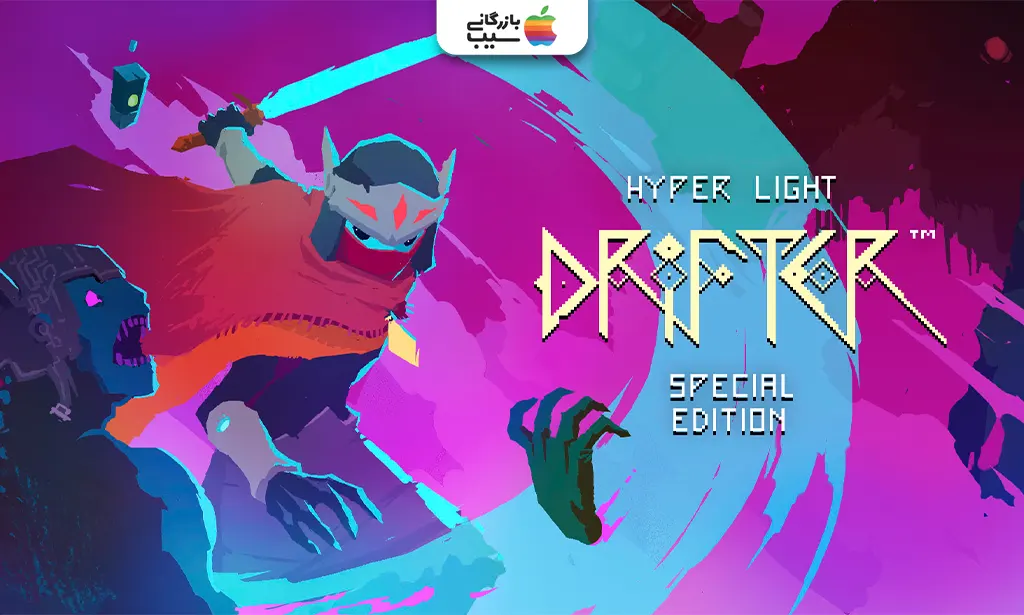 تصویری از Hyper Light Drifter که Drifter با شمشیر نوری در حال مبارزه با دشمنان در یک محیط سایبرپانک با نورهای نئونی است برای معرفی بهترین بازی های نینتندو سوییچ
