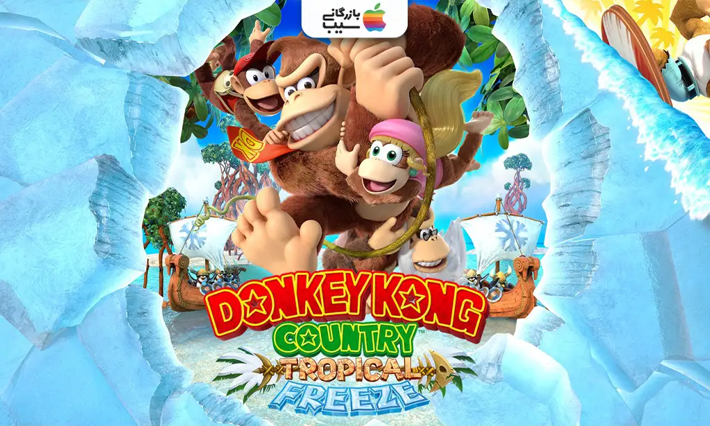 تصویری از Donkey Kong Country که Donkey Kong و Diddy Kong در حال پریدن بین سکوها در یک جزیره گرمسیری با دشمنان یخی هستند برای معرفی بهترین بازی های نینتندو سوییچ