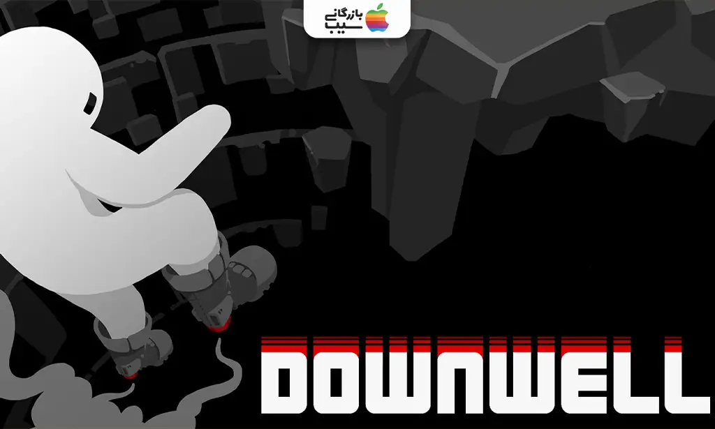 تصویری از Downwell که شخصیت اصلی در حال سقوط در یک چاه تاریک با دشمنان و آیتمهای درخشان در یک محیط پیکسلی سیاه و سفید است برای معرفی بهترین بازی های نینتندو سوییچ