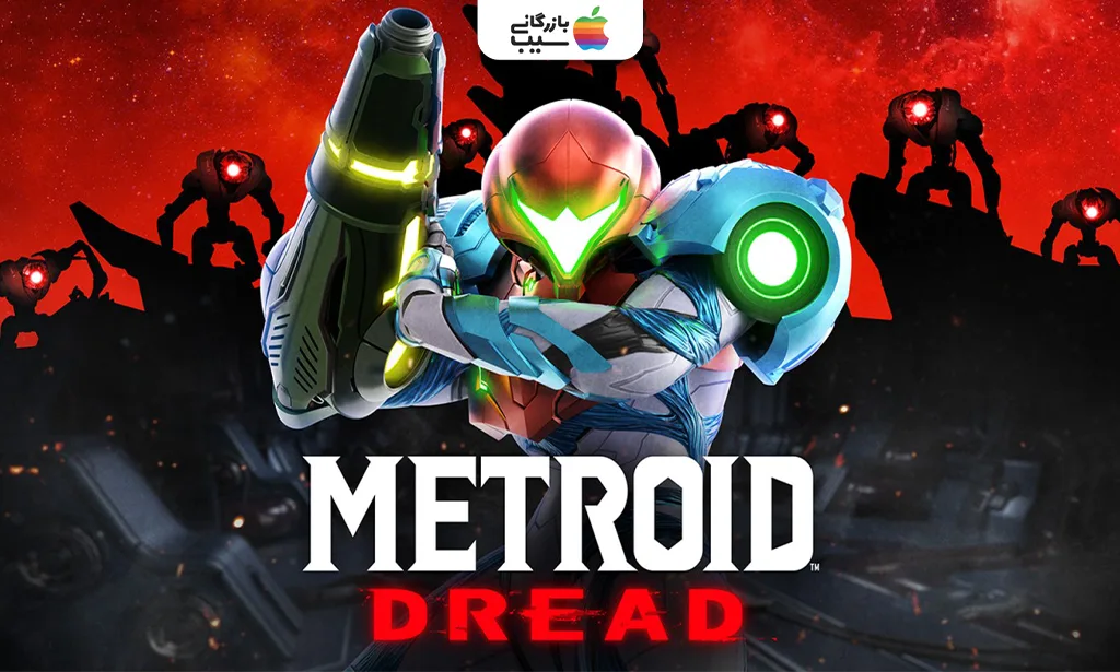 تصویری از Metroid Dread که Samus Aran در حال فرار از یک ربات E.M.M.I در یک محیط علمی-تخیلی با نورهای نئونی است برای معرفی بهترین بازی های نینتندو سوییچ
