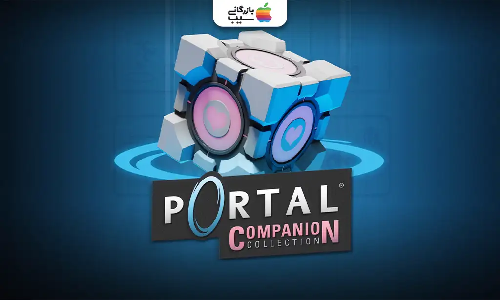 تصویری از Portal که Chell با پورتالگان در حال ایجاد پورتالهای آبی و نارنجی در یک آزمایشگاه سفید و آیندهنگرانه است برای معرفی بهترین بازی های نینتندو سوییچ