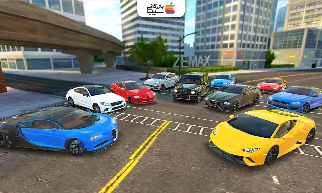 نمای بازی Racing in Car 2021 با دوربین داخلی خودرو و رانندگی در جادههای مختلف.