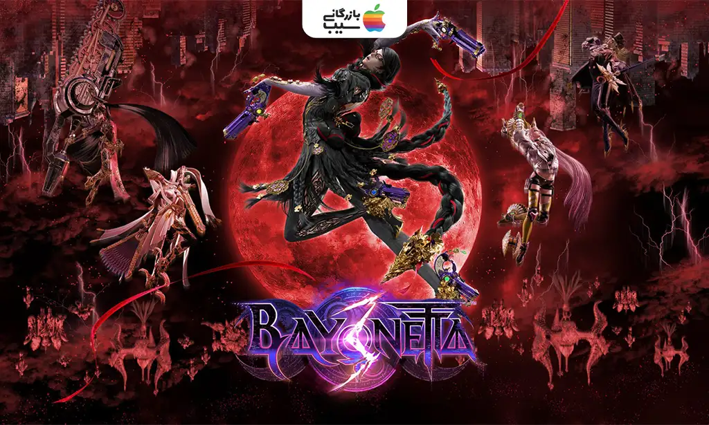 تصویری از Bayonetta 3 که Bayonetta در حال انجام کمبویی با موهای جادویی خود علیه یک هیولای عظیم در یک شهر فانتزی با آسمان پرستاره است به عنوان یکی از بهترین بازی های نینتندو سوییچ