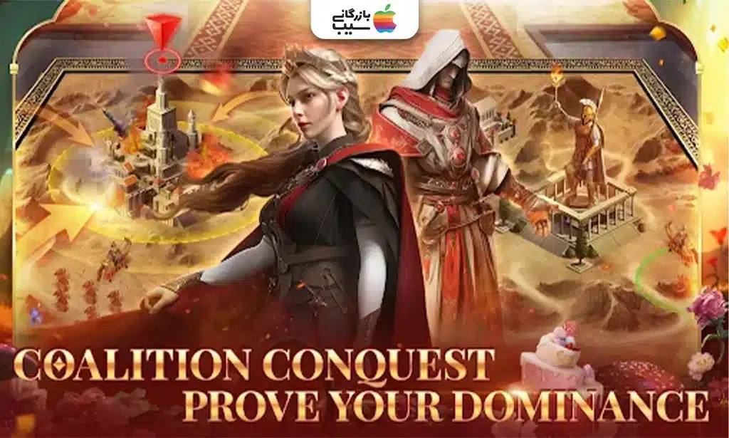 تصویری از شخصیت‌های بازی و نقشه نبرد استراتژیک بازی Games of Sultans