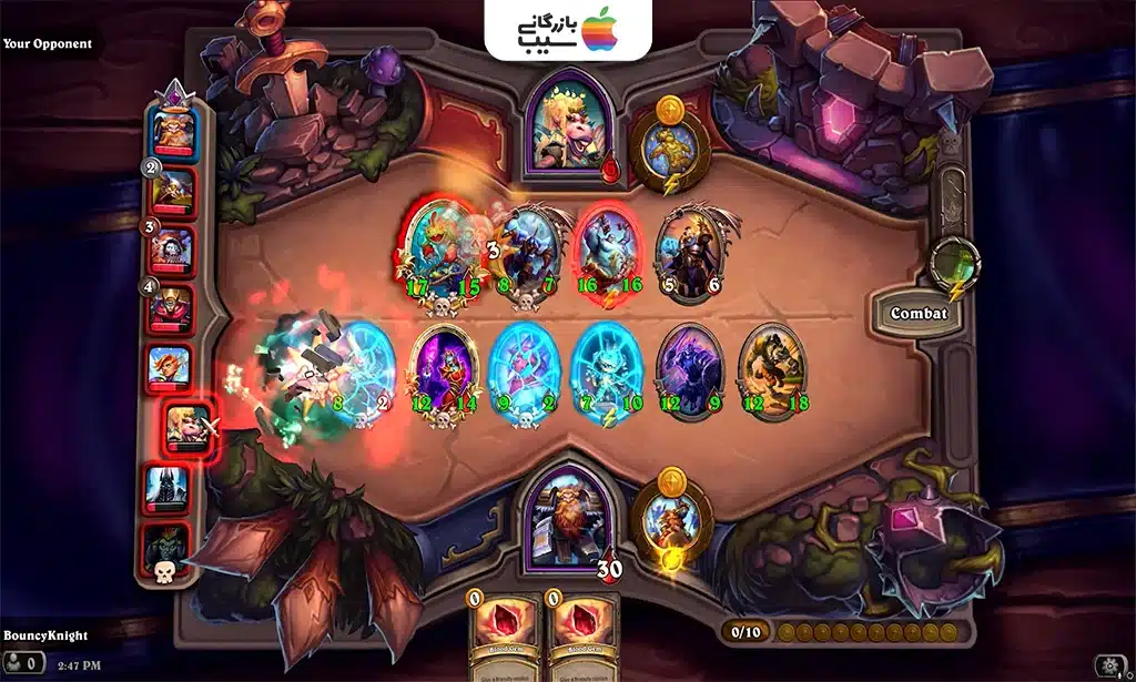 تصویر از میز بازی Hearthstone و کارت هایی که دارای قدرت هستند