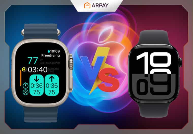 تصویری از اپل واچ سری 11 در کنار اپل واچ اولترا 3 و مقایسه آنها | خرید اقساطی اپل واچ اولترا 3