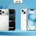 تصویری از هر دو مدل ذر کنار هم برای مقایسه آیفون 17 پرو مکس با آیفون 15