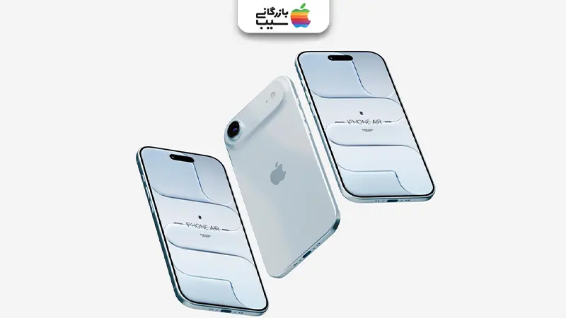 تصویری از آیفون ایر رنگ ابی از جلو و پشت گوشی