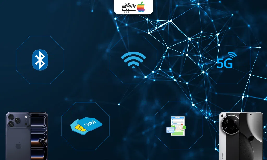 تصویری از سنسورها و امکانات ارتباطی دو گوشی با نمایش وای‌فای، بلوتوث، GPS و پشتیبانی از ۵G