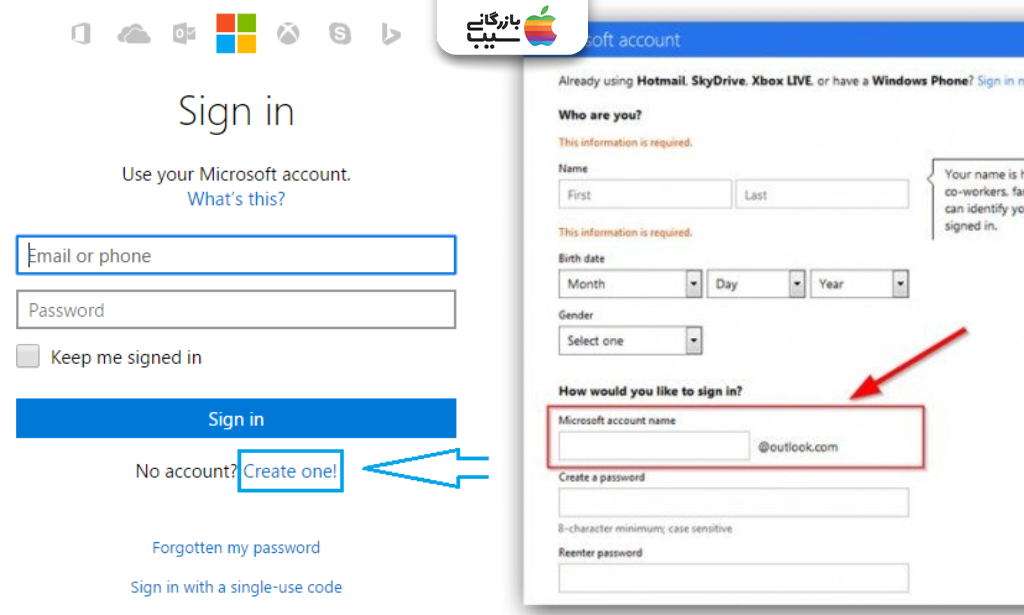 تصویری از مراحل ساخت ایمیل با Outlook / Hotmail