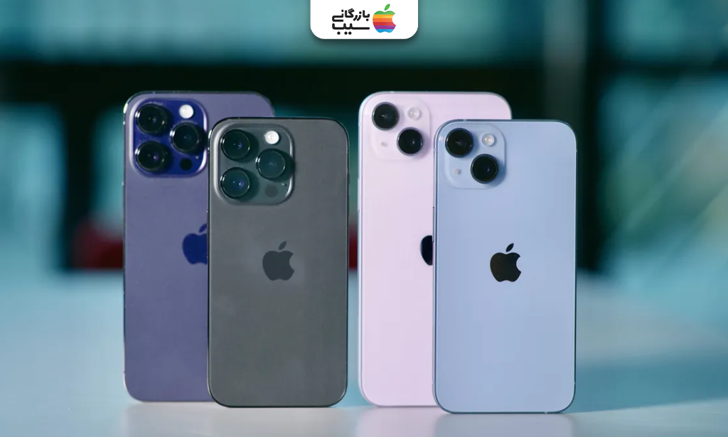تصویری از آیفون ۱۴ که تمام مدل های آن در کنار یکدیگر امده است