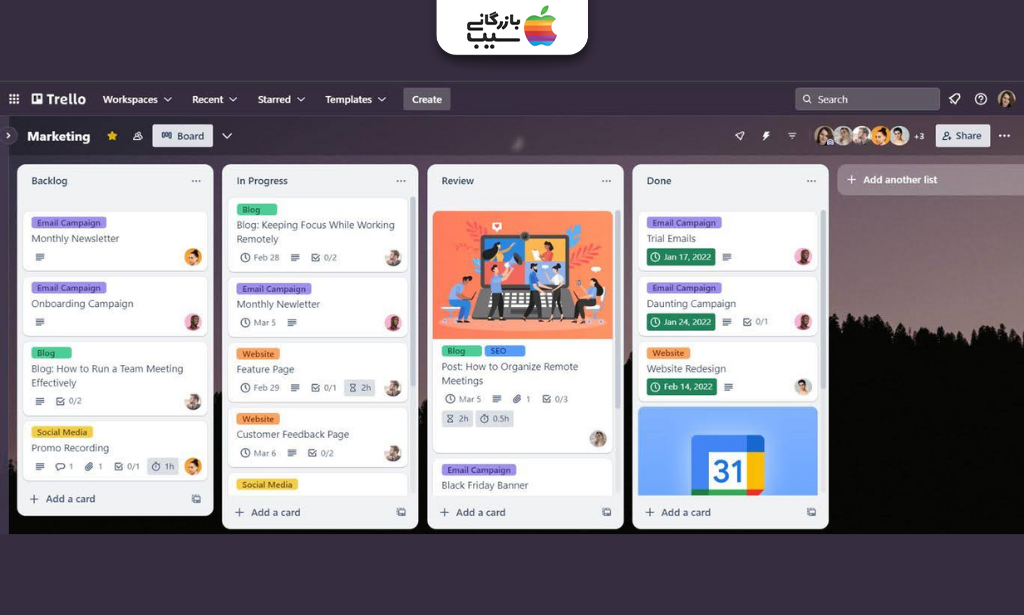 تصویری از ترلو به عنوان یکی از بهترین ابزارهای مدیریت پروژه آنلاین