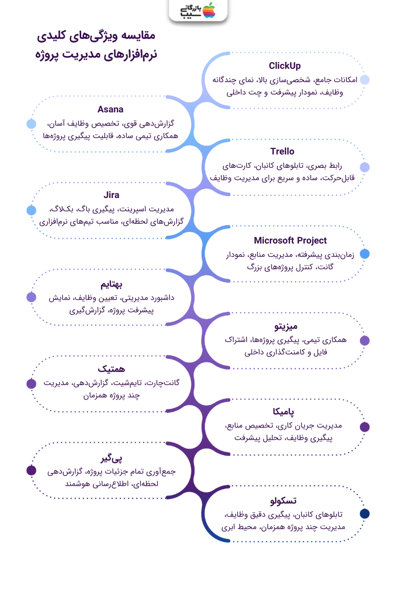 تصویر اینفوگرافی از هزینه های ابزارهای مدیریت پروژه ایرانی