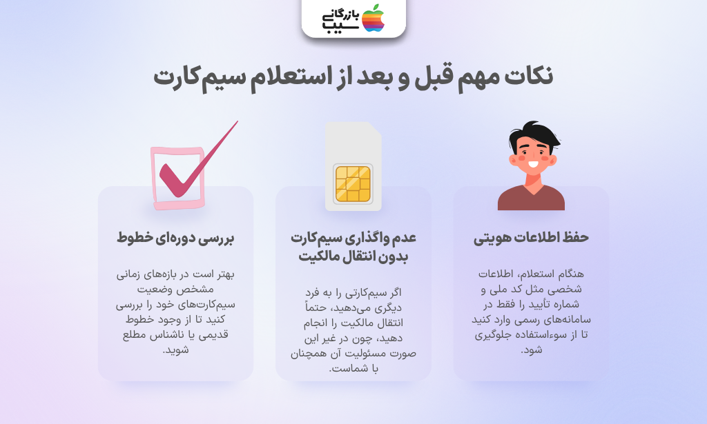تصویر اینفوگرافیک از نکات مهم قبل و بعد از استعلام سیمکارت