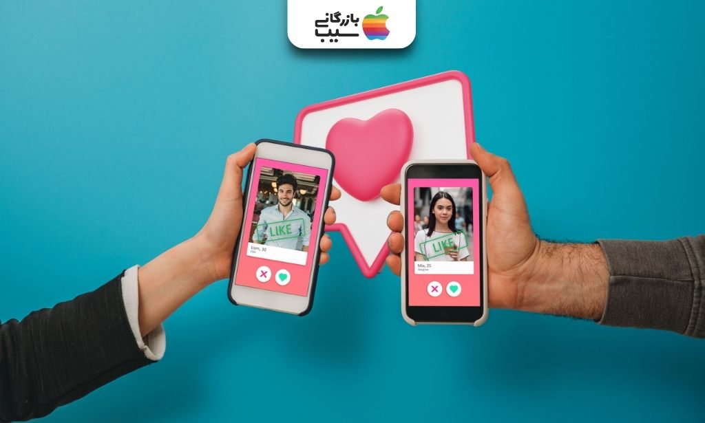 نمایش پروفایل کاربران در برنامه دوستیابی روی دو گوشی با نماد قلب
