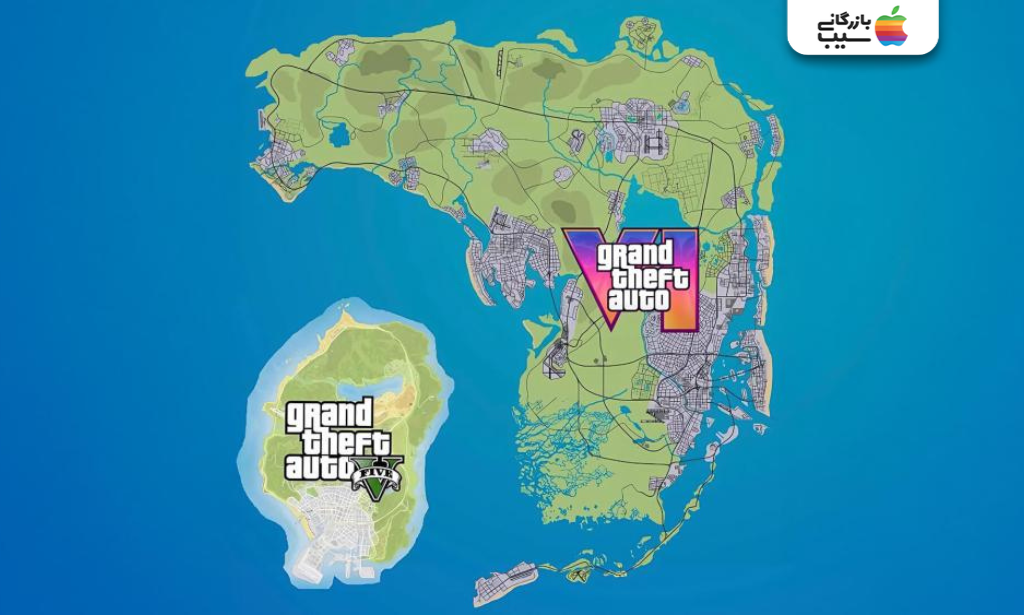 نقشه احتمالی بازی GTA 6 و مقایسه وسعت شهر وایس سیتی با GTA 5