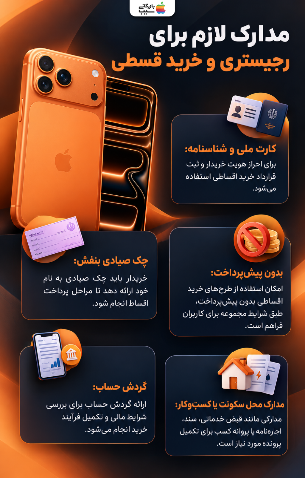مدارک لازم برای رجیستری و خرید قسطی آیفون ۱۷ پرو