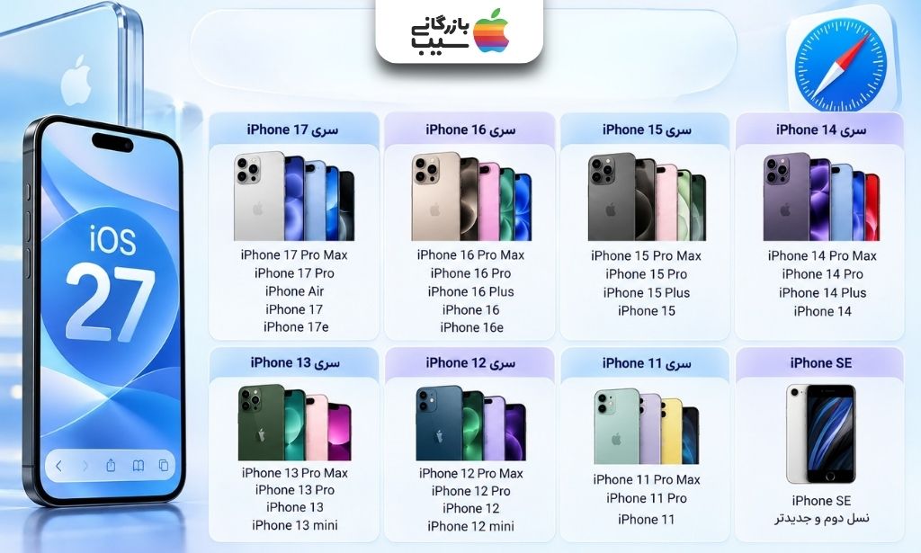 فهرست آیفون‌های سازگار با Safari و iOS 27 از سری iPhone 11 تا iPhone 17 و iPhone SE